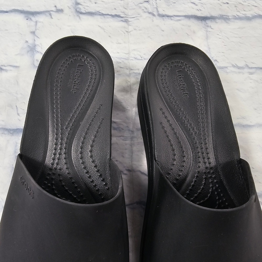 Crocs LiteRide Platform Slide Womens 9 Black Comfort Sandal Wedge - Picture 5 of 11